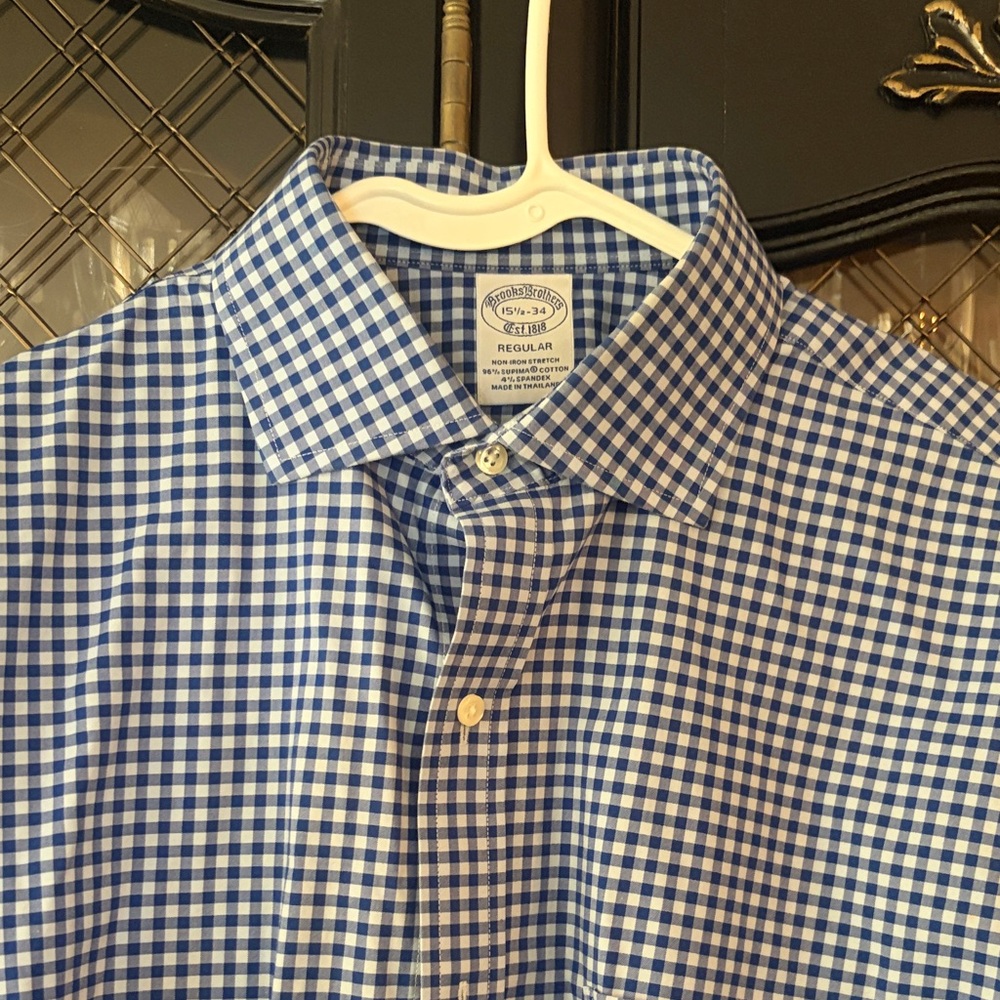 Brooks Brothers Men's Blue Checkered Shirt